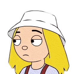 A Cartoon Of A Girl Wearing A White Hat And Suspenders Sticker