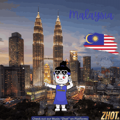 A Cartoon Of A Girl Wearing A Zhotcha Shirt In Front Of A Malaysian Flag GIF