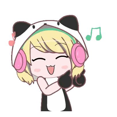 A Cartoon Of A Girl Wearing Headphones And A Panda Hoodie Sticker