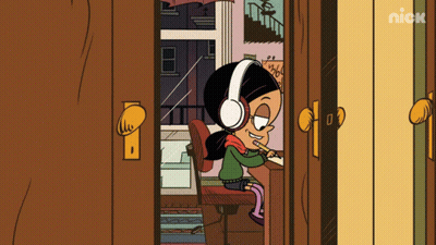 A Cartoon Of A Girl Wearing Headphones And A Scarf GIF