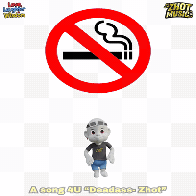 A Cartoon Of A Girl Wearing Headphones Next To A No Smoking Symbol GIF