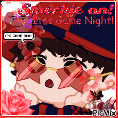 A Cartoon Of A Girl Wearing Sunglasses And A Hat That Says Sparkle On It 'S Game Time GIF
