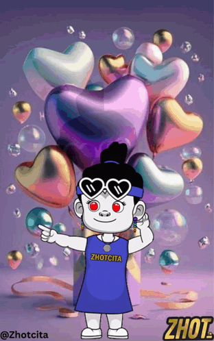 A Cartoon Of A Girl Wearing Sunglasses And A Shirt That Says Zhotcita GIF