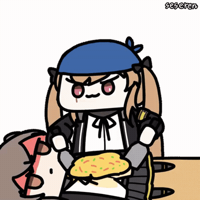 A Cartoon Of A Girl With A Blue Hat Holding A Pizza In Her Hands GIF