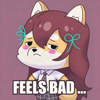 A Cartoon Of A Girl With A Bow In Her Hair And The Words Feels Bad GIF