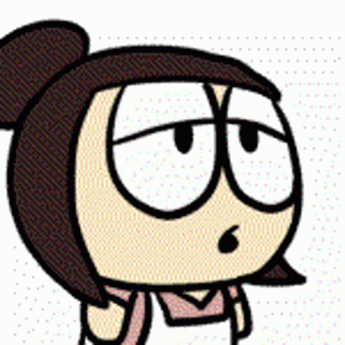 A Cartoon Of A Girl With A Bun On Her Head . GIF