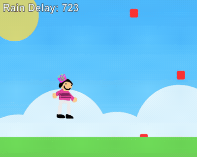 A Cartoon Of A Girl With A Crown On Her Head And Rain Delay 310 On The Bottom GIF