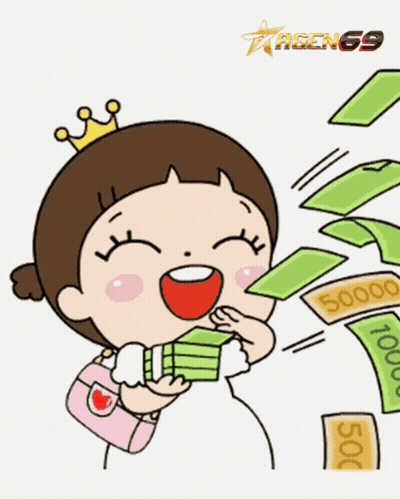 A Cartoon Of A Girl With A Crown On Her Head Holding Money GIF