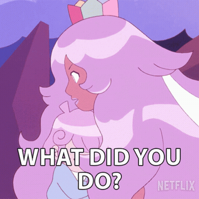 A Cartoon Of A Girl With A Crown On Her Head Says What Did You Do GIF