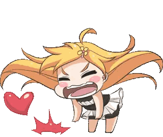A Cartoon Of A Girl With A Flower In Her Hair Screaming Next To A Heart Sticker