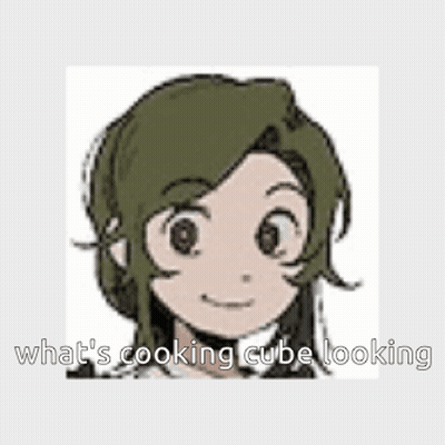 A Cartoon Of A Girl With A Green Hat And The Words `` What 'S Cooking Cube Looking '' GIF