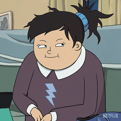 A Cartoon Of A Girl With A Lightning Bolt On Her Sweater Says Netflix On The Bottom GIF