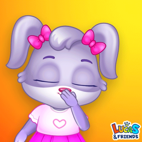 A Cartoon Of A Girl With A Pink Bow And The Words Lucas & Friends GIF