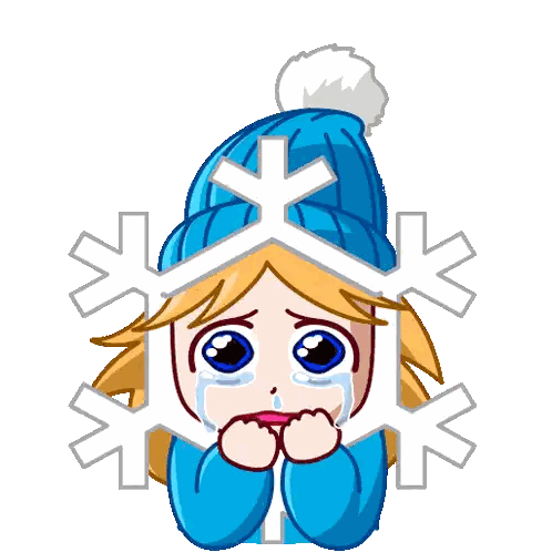 A Cartoon Of A Girl With A Snowflake On Her Head Sticker