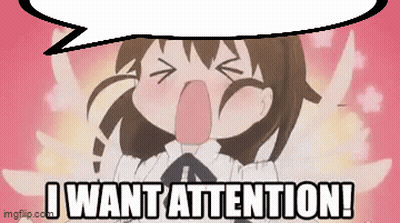 A Cartoon Of A Girl With A Speech Bubble That Says I Want Attention GIF
