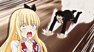 A Cartoon Of A Girl With A Surprised Look On Her Face And A Man Laying On The Ground GIF