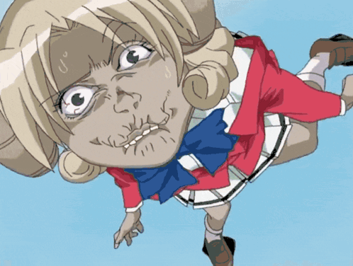 A Cartoon Of A Girl With A Very Funny Face GIF