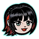 A Cartoon Of A Girl With Black And Red Hair And Blue Eyes . Sticker