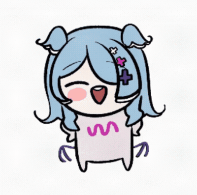 A Cartoon Of A Girl With Blue Hair And A Pink Shirt GIF