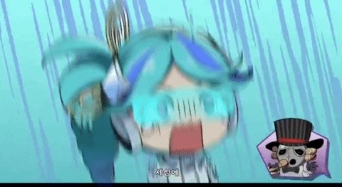A Cartoon Of A Girl With Blue Hair And A Top Hat .. GIF