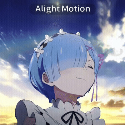 A Cartoon Of A Girl With Blue Hair And The Words " Alight Motion " Below Her GIF