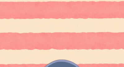 A Cartoon Of A Girl With Blue Hair Raising Her Arms GIF