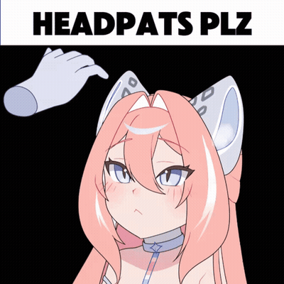 A Cartoon Of A Girl With Cat Ears And The Words Headpats Plz Above Her GIF