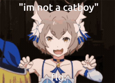 A Cartoon Of A Girl With Cat Ears Saying " Im Not A Catboy " GIF