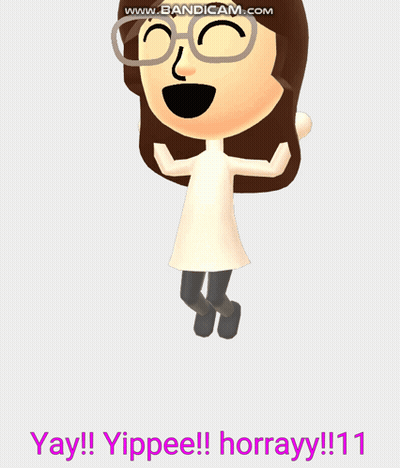 A Cartoon Of A Girl With Glasses And The Words Yay ! Yippee ! Horray !! 11 GIF