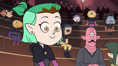 A Cartoon Of A Girl With Green Hair And A Crown On Her Head GIF