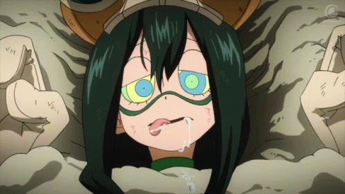 A Cartoon Of A Girl With Green Hair And A Hypnotic Eye GIF