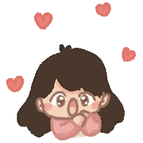 A Cartoon Of A Girl With Hearts Around Her Sticker
