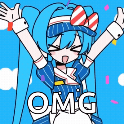 A Cartoon Of A Girl With Her Arms In The Air And The Word Omg Written Below Her GIF