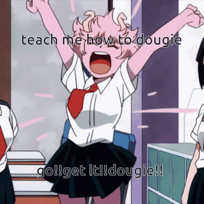 A Cartoon Of A Girl With Her Arms In The Air And The Words Teach Me How To Doogie Go Get It Doogie GIF