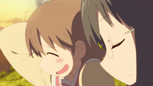 A Cartoon Of A Girl With Her Eyes Closed And A Girl With Her Eyes Open GIF