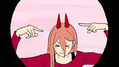 A Cartoon Of A Girl With Horns Pointing At Herself GIF
