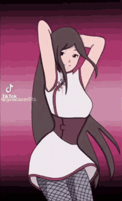 A Cartoon Of A Girl With Long Hair And A White Dress Dancing . GIF