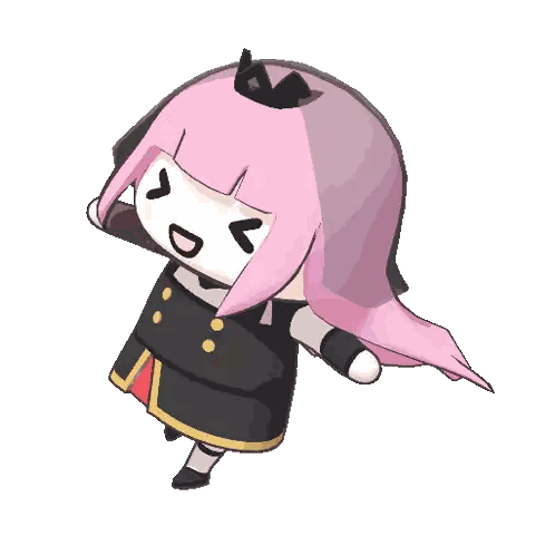 A Cartoon Of A Girl With Pink Hair And A Black Dress Sticker