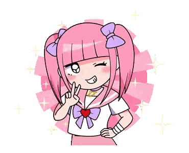 A Cartoon Of A Girl With Pink Hair And A Bow On Her Hair Sticker