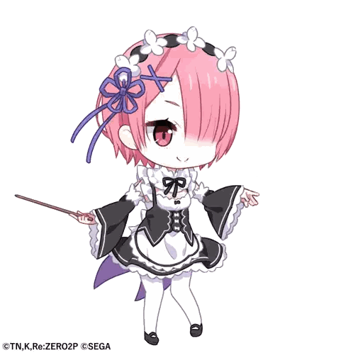A Cartoon Of A Girl With Pink Hair And A Bow On Her Head Is Surrounded By Japanese Writing Sticker