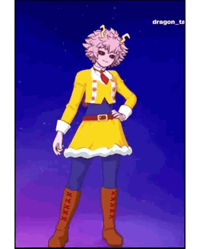 A Cartoon Of A Girl With Pink Hair And A Yellow Dress Sticker