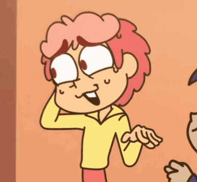 A Cartoon Of A Girl With Pink Hair And A Yellow Shirt GIF