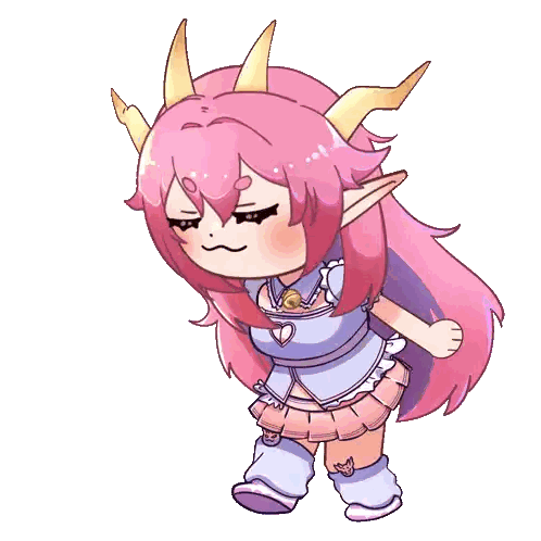 A Cartoon Of A Girl With Pink Hair And Horns Sticker