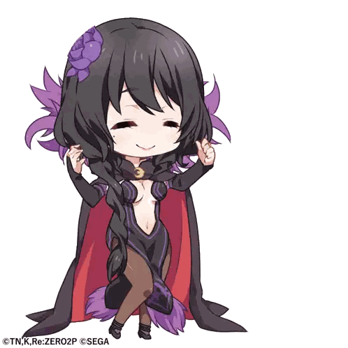 A Cartoon Of A Girl With Purple Hair And A Purple Flower In Her Hair Giving A Thumbs Up Sticker