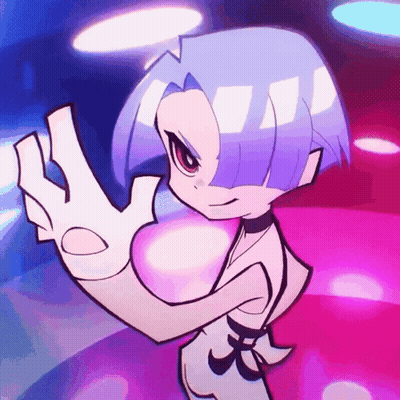 A Cartoon Of A Girl With Purple Hair And A White Glove GIF