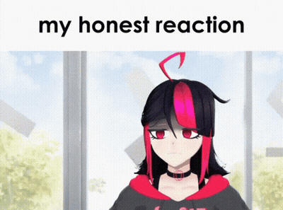A Cartoon Of A Girl With Red And Black Hair And The Words My Honest Reaction GIF