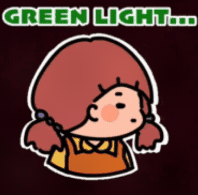 A Cartoon Of A Girl With Red Hair And The Words Green Light GIF