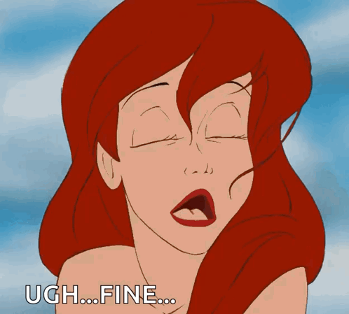 A Cartoon Of A Girl With Red Hair And The Words Ugh Fine GIF