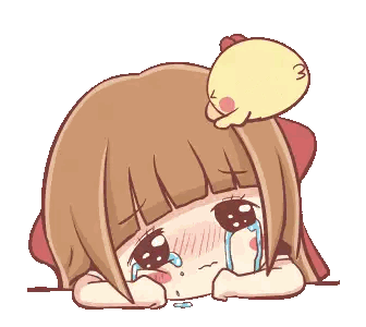 A Cartoon Of A Girl With Tears Running Down Her Cheeks Sticker