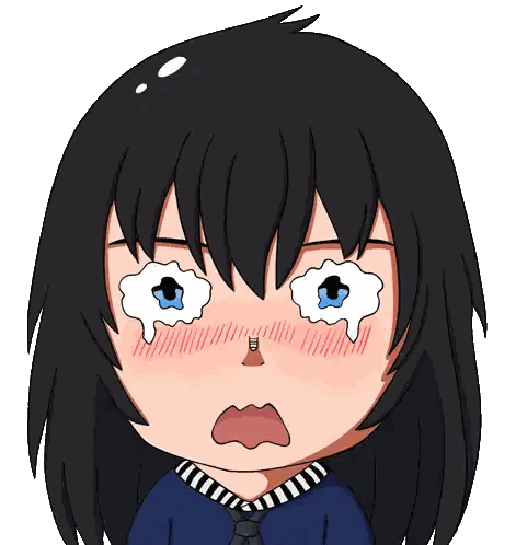 A Cartoon Of A Girl With Tears Running Down Her Eyes Sticker